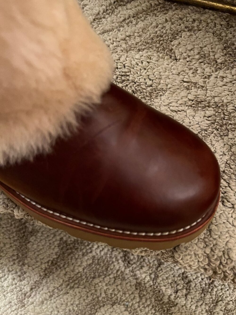 GUC Women's UGG Australia Maylin Sheepskin Boots Chestnut Brown Ivory US Size 9 - Picture 8 of 14